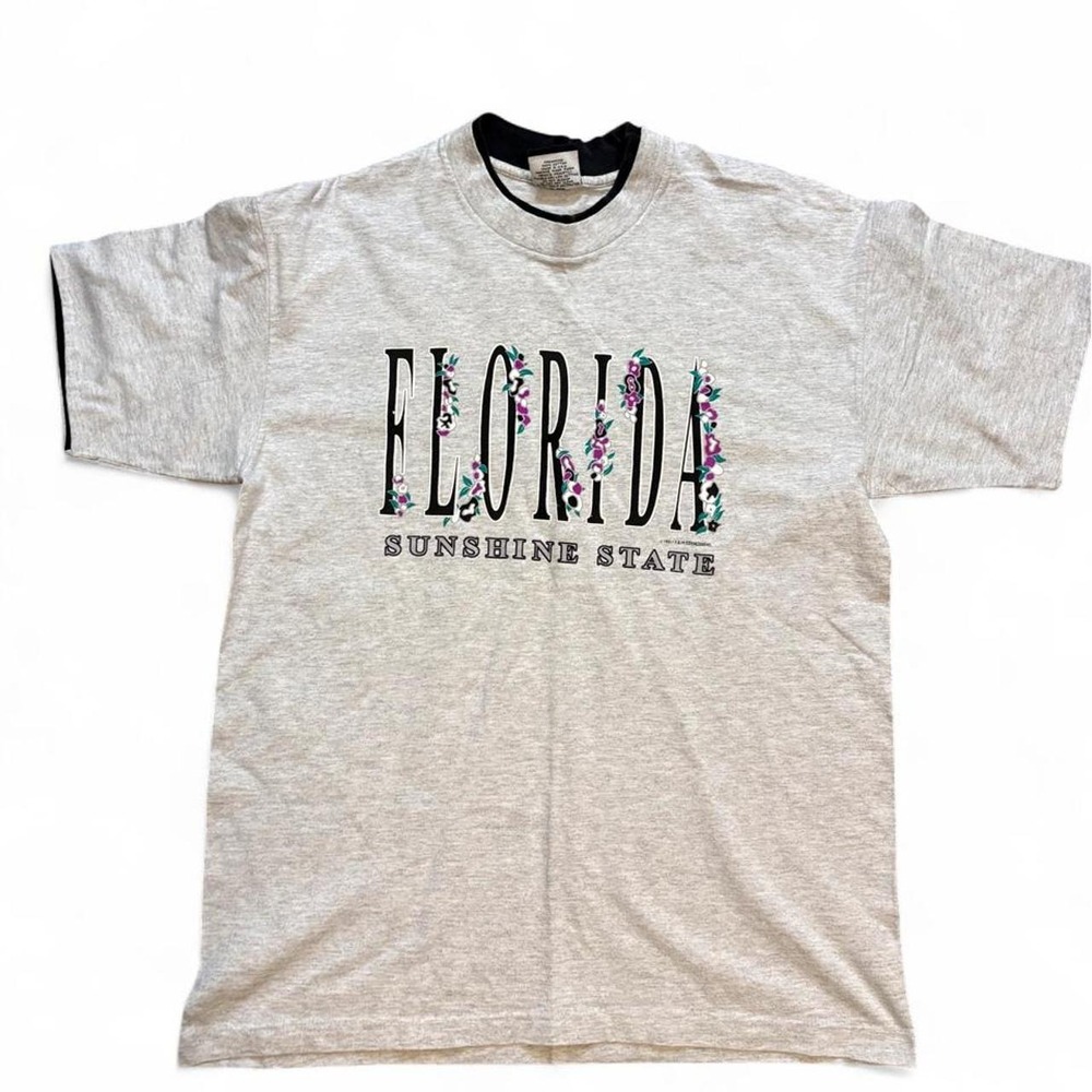 Vtg 90s Florida Sunshine State T Shirt L Signal Sports USA Made Double Collar
